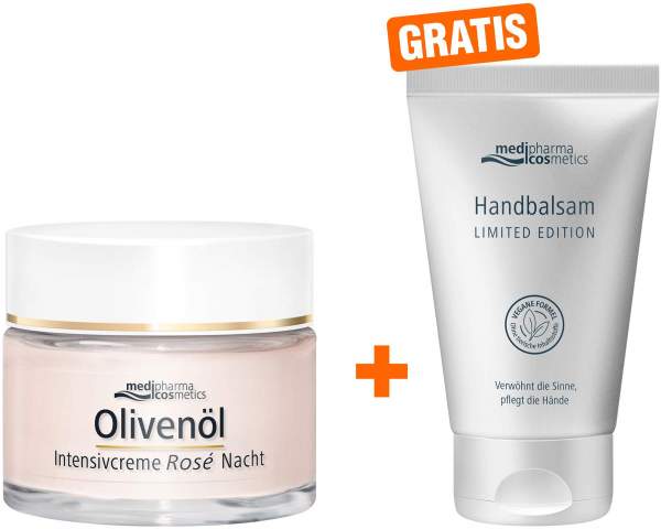 medipharma cosmetics Olivenöl intensiv Rose Nachtcreme 50 ml + gratis Handbalsam limited Edition 40 ml