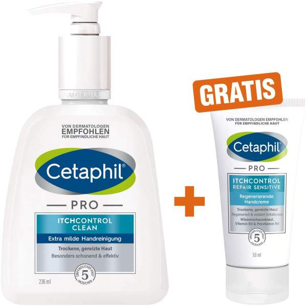 Cetaphil Pro Itch Control Clean Extra Milde Handreinigung 236 ml + gratis Pro Itch Control sensitive Handcreme 50 ml