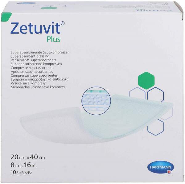 Zetuvit Plus Extrastarke Saugkompr.Steril 20 X 40 cm 10 Stück