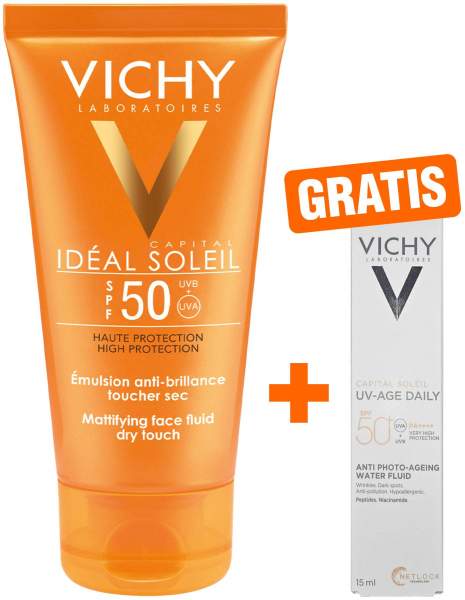 Vichy Ideal Soleil 50 ml Sonnen Fluid LSF 50 + gratis Vichy Capital Soleil UV-Age Daily LSF 50+ 15 ml