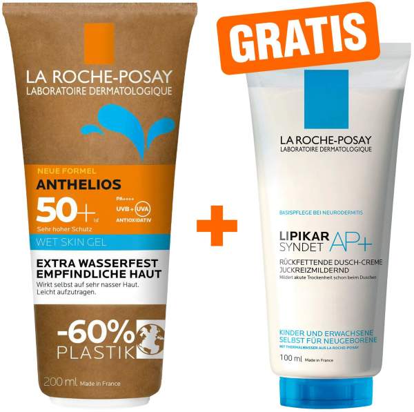 La Roche Posay Anthelios Wet Skin Gel LSF 50+ 200 ml + gratis La Roche Posay Lipikar Syndet Ap+ 100 ml