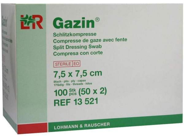 Gazin Schlitzkompressen 7,5x7,5cm 8fach Steril
