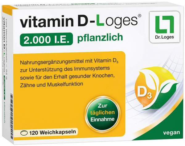 Vitamin D-Loges 2000 I.E. Pflanzlich 120 Weichkapseln