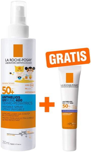 La Roche Posay Anthelios Dermo-Kids Invisible UVMune 400 LSF50 200 ml Spray + gratis Anthelios Anti-Pigment Fluid 15 ml
