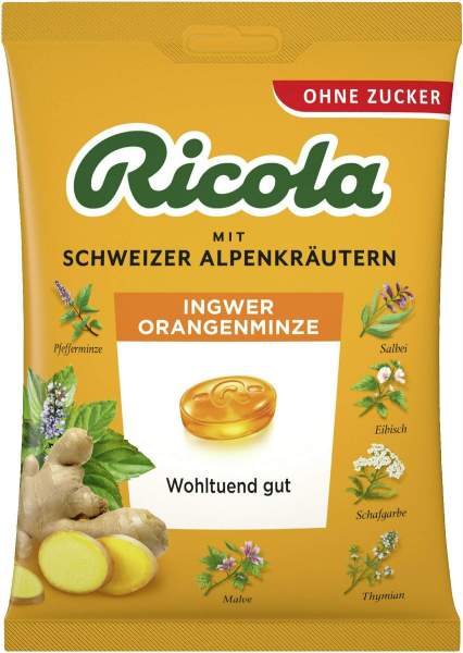 Ricola Ingwer Orangenminze - Schweizer Hustenbonbon 50 g