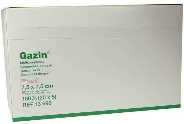 Gazin Kompressen 7,5x7,5cm 12fach Steril