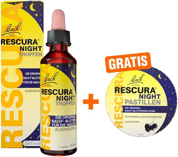 Bach Original Rescura Night alkoholfrei 20 ml Tropfen + gratis Bach Original Rescura Night 50 g