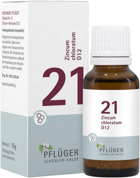Biochemie Pflüger Nr. 21 Zincum Chloratum D12 15 G Globuli