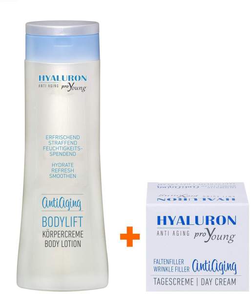 Proyoung Hyaluron Bodylift Anti Aging 300 ml Körpercreme + Hyaluron Faltenfiller 50 ml Gesichtscreme