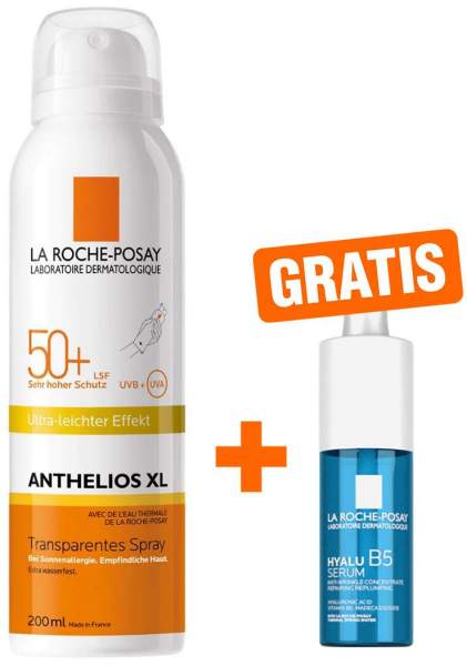 La Roche Posay Anthelios XL transparentes Körperspray LSF 50+ + gratis Hyalu B5 Serum 10 ml