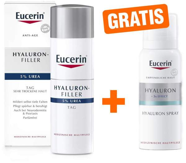 Eucerin Hyaluron Filler Urea Tagespflege 50 ml Creme + gratis Hyaluron Spray 50 ml