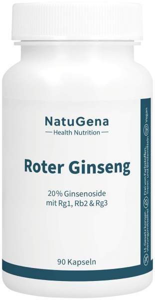 Roter Panax Ginseng 20% Ginsenoside vegan 90 Kapseln
