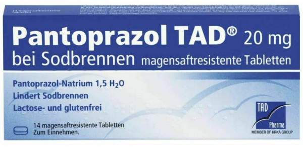 Pantoprazol Tad 20 mg bei Sodbrennen 14 Magensaftresistente...