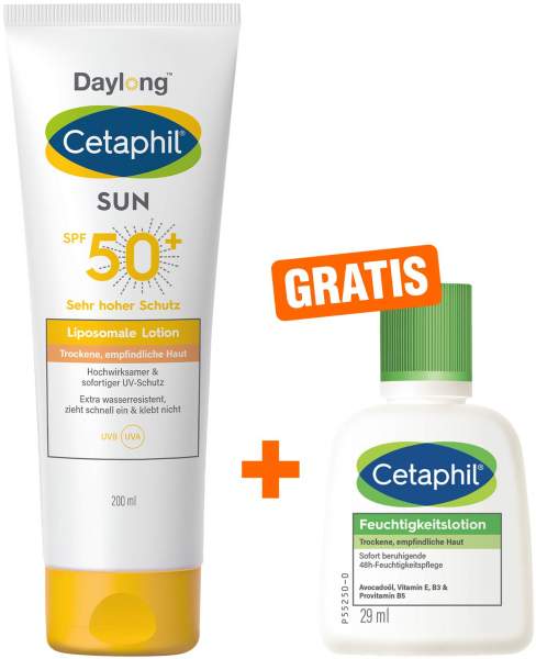 Cetaphil Sun Daylong SPF 50+ lipo. Lotion 200 ml + gratis Feuchtigkeitslotion 29 ml