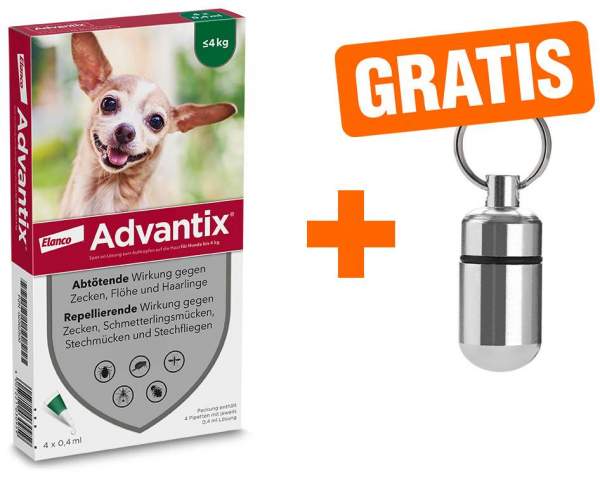 Advantix Spot-On Hund bis 4 kg 4 x 0,4 ml Lösung + gratis Adresskapsel