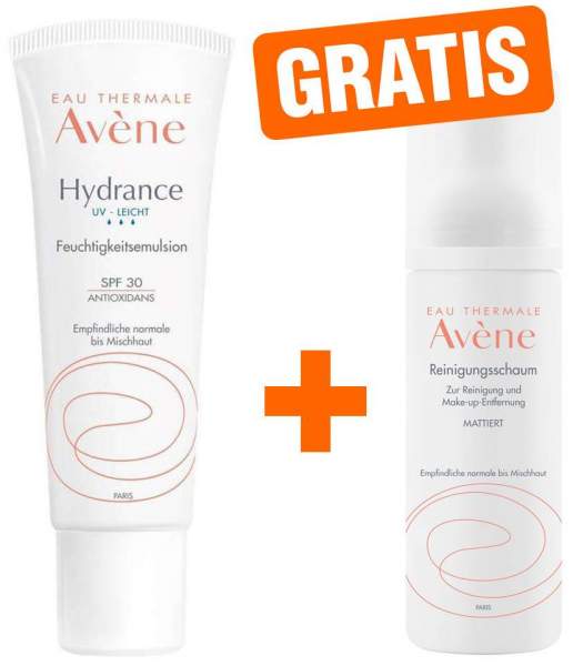 Avene Hydrance UV leicht Feuchtigkeitsemulsion SPF 30 40 ml + gratis Reinigungsschaum 50 ml