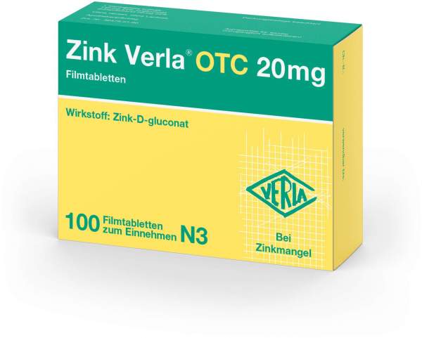 Zink Verla Otc 20 mg 100 Filmtabletten