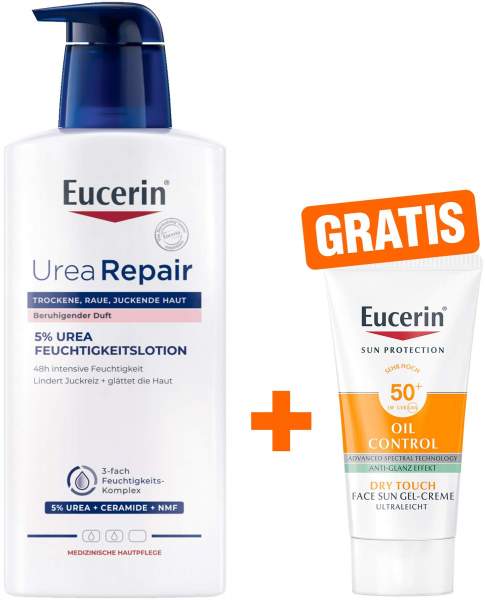 Eucerin UreaRepair Plus Lotion 5 % mit Duft 400 ml + gratis Eucerin Sun Gel-Creme Oil Control 20 ml