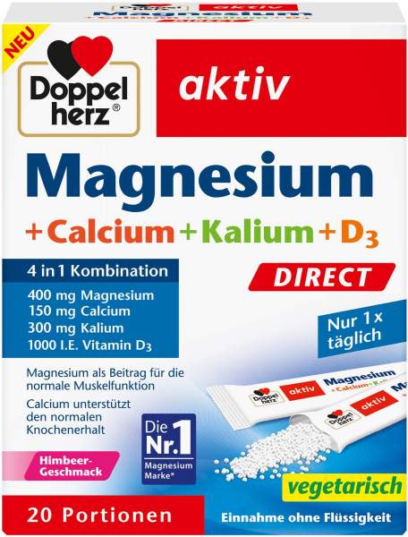 Doppelherz akiv Magnesium + Calcium + Kalium + D3 Direct 20 Pellets