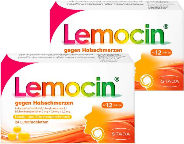 Lemocin gegen Halsschmerzen mit Honig-Zitronengeschmack 2 x 24 Lutschtabletten