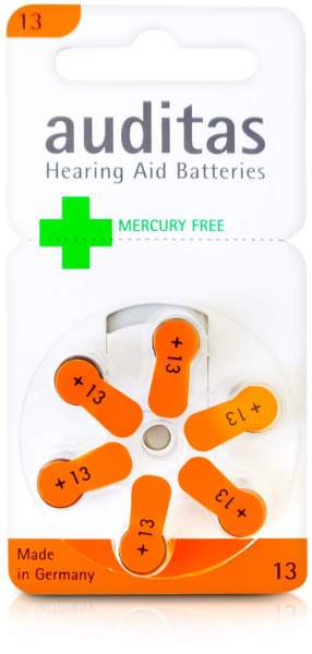 Auditas Hörgerätebatterie 13 Quecksilber Fre