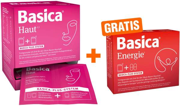 Basica Haut Trinkgranulat für 30 Tage + gratis Basica Energie 7 Sachets + 7 Kapseln Kombipackung