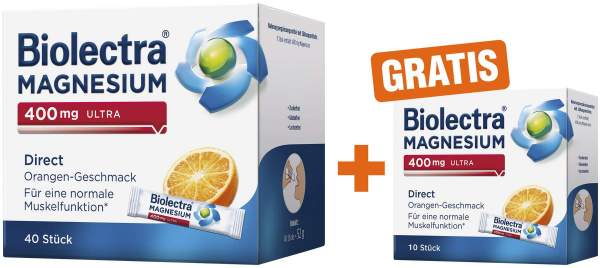 Biolectra Magnesium 400 mg ultra Direct Orangengeschmack 40 Pellets + gratis 10 Stück