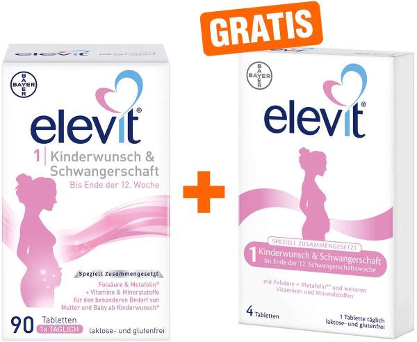 Elevit 1 Kinderwunsch &amp; Schwangerschaft 90 Tabletten + gratis 8 Tabletten