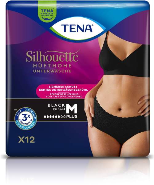 Tena Silhouette Plus M Black 2 X 12 Inkontinenzhosen