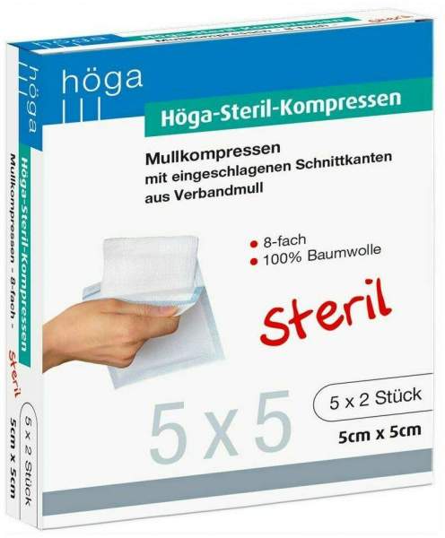 Höga Kompressen 5 X 5 cm Steril 8fach 5 X 2 Stück