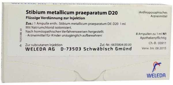 Stibium Metallicum Praeparatum D 20 Weleda 8 X 1 ml Ampullen