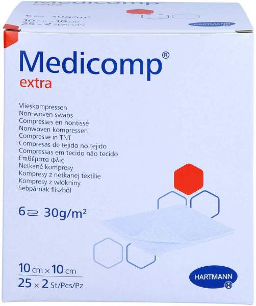 Medicomp extra Vlieskomp.steril 10x10 cm 6lagig 25 x 2 Stück