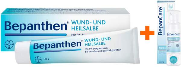 Bepanthen Wund u Heilsalbe 100g + BepanCare Narben-Gel mit Massageroller 20 ml