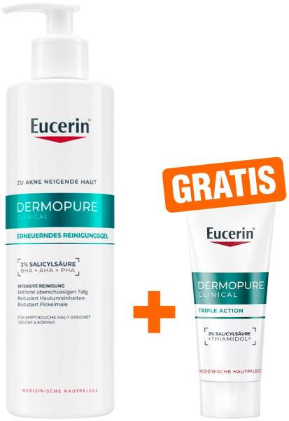 Eucerin DermoPure Clinical erneuerndes Reinigungsgel 400 ml + gratis Eucerin DermoPure Clinical Triple Action 7 ml Serum
