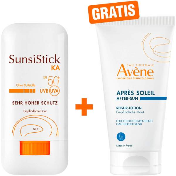Avene SunsiStick KA SPF 50+ 20 g Stift + gratis Avene Repair - Lotion nach der Sonne 50 ml