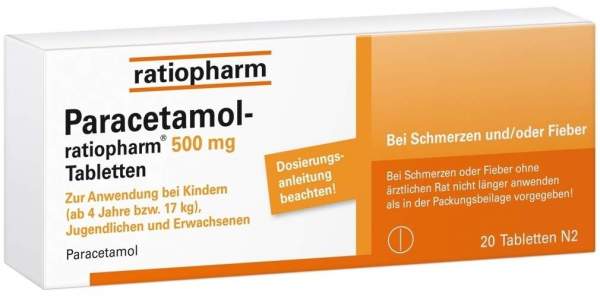 Paracetamol-ratiopharm 500 mg 20 Tabletten