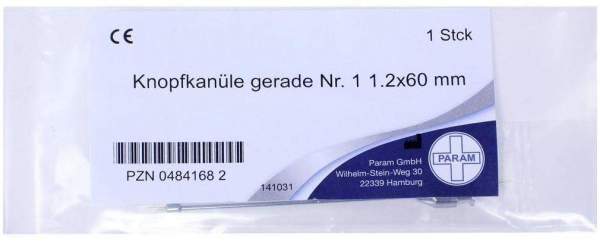 Knopfkanüle Gerade Nr. 1 1,2 X 60 mm 1 Kanüle