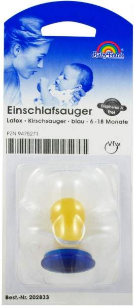 Sauger Einschlaf Kirsche Latex O.Ring 6-18m.Blau