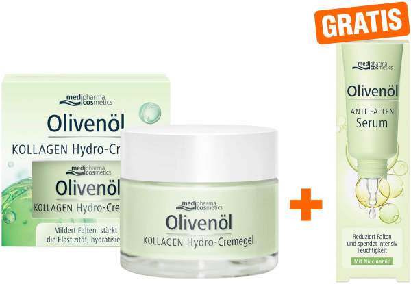 medipharma cosmetics Olivenöl Kollagen Hydro-Cremegel 50 ml + gratis Olivenöl Anti-Falten Serum 5 ml
