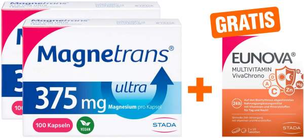 Magnetrans 375 mg Ultra 2 x 100 Kapseln + gratis Eunova VivaChrono 2 x 10 Tabletten