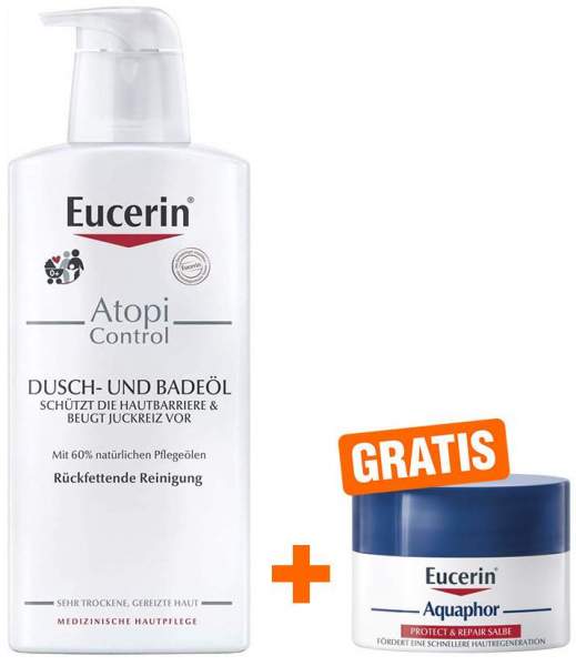 Eucerin AtopiControl Dusch und Badeöl + gratis Aquaphor Repair-Salbe 7 ml