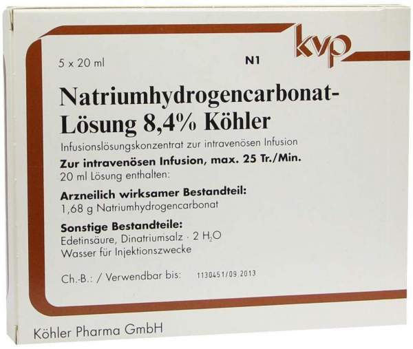 Natrium Hydrogencarbonat 8,4% Köhler 5 X 20 ml Infusionslösung