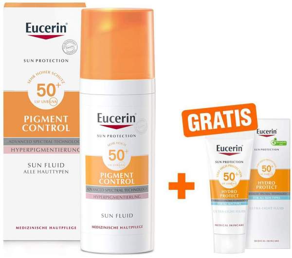 Eucerin Sun Pigment Control LSF50+ 50 ml Fluid + gratis Hydro Protect Face Sun Fluid LSF 50+ 5 ml