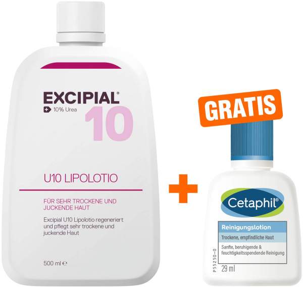 Excipial U 10 Lipolotion 500 ml + gratis Cetaphil Reinigungslotion 29 ml