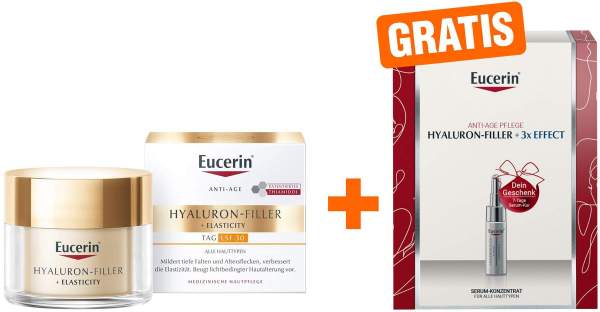 Eucerin Hyaluron Filler + Elasticity Tagespflege LSF 30 50 ml Creme + gratis 7-Tage Serum-Kur 1 Ampulle