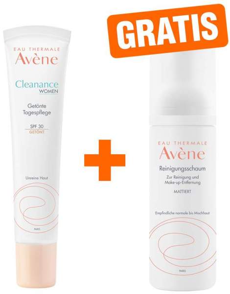 Avene Cleanance Women getönte Tagespflege SPF30 40 ml Emulsion + gratis Reinigugsschaum 50 ml