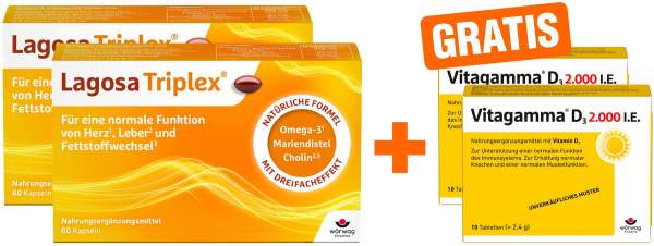Lagosa Triplex 2 x 60 Weichkapseln + gratis Vitagamma D3 2.000 I.E. 2 x 10 Tabletten