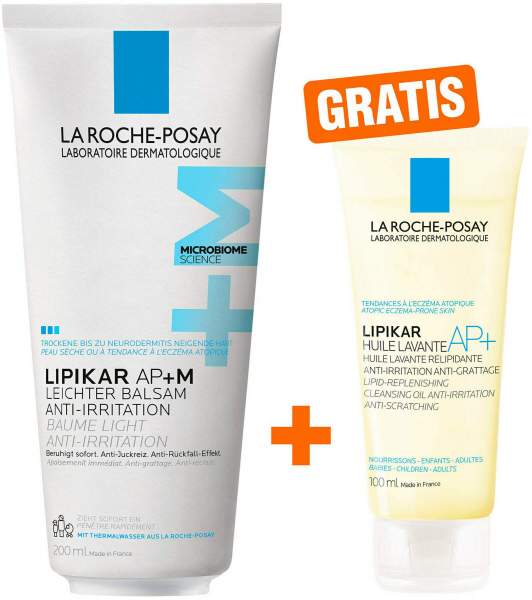 La Roche Posay Lipikar Baume light AP +M Leichter Balsam 200 ml + gratis Lipikar Dusch-und Badeöl AP+ 100 ml