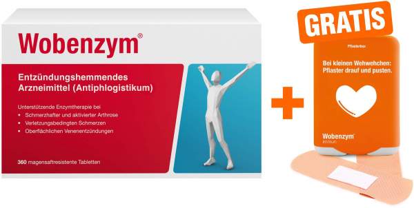 Wobenzym 360 magensaftresistente Tabletten + gratis Pflasterbox zu Wobenzym 1 Stück