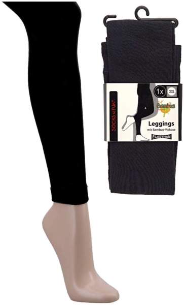 Damen Leggings Bambus Größe 44-48 schwarz, L-XL